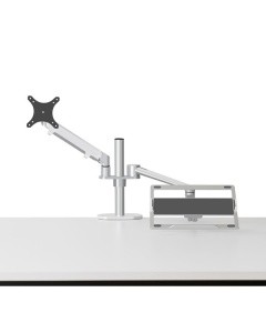 ErgoLine gasveer monitorarm tot 27 inch & 11-17 inch Laptoparm - zilver